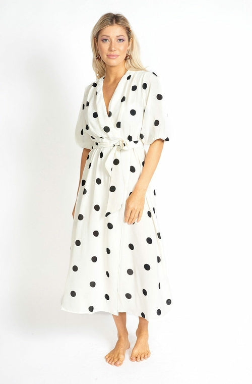 Athens Modest Cut Polka Dot Maxi Dress